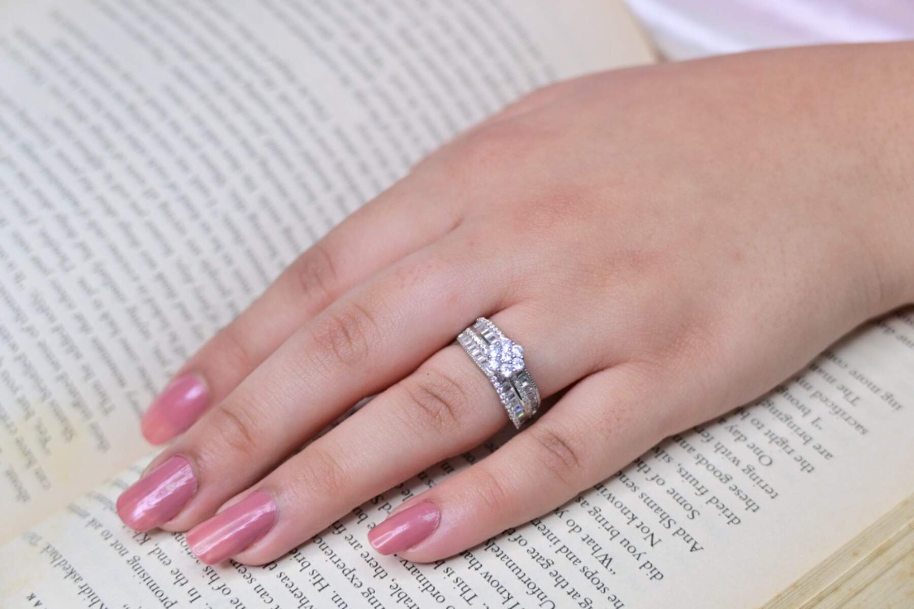 Floral CZ Silver Ring