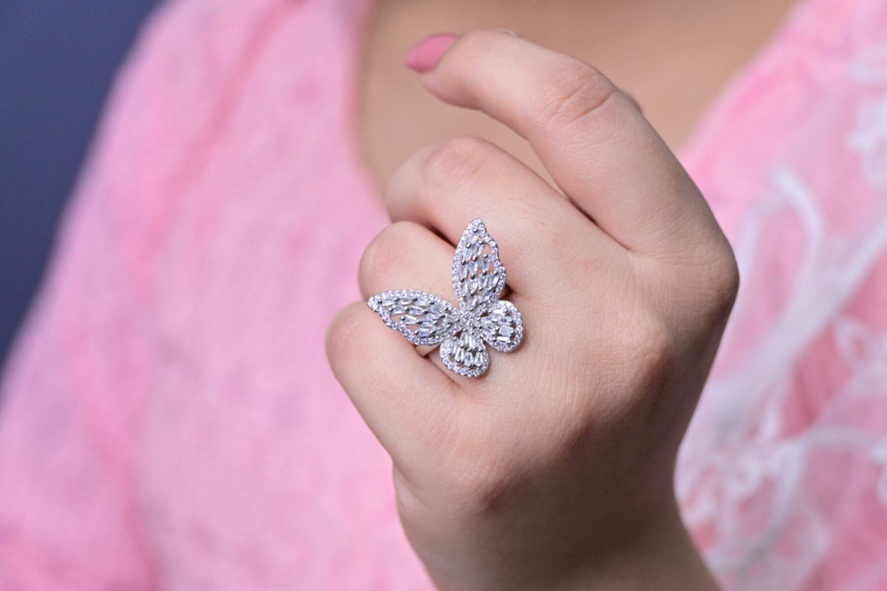Big Butterfly Silver Ring
