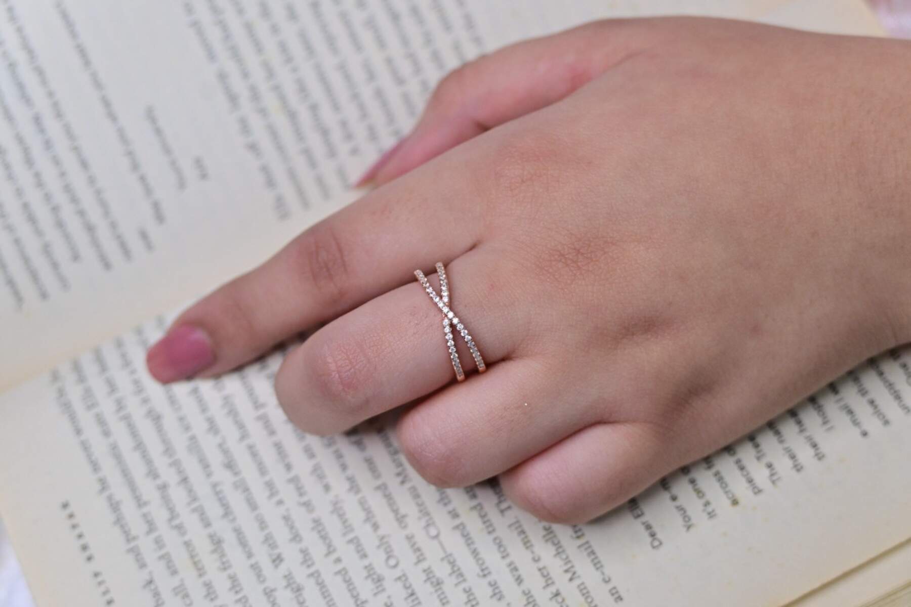 Dual Line CZ Rose Gold Ring