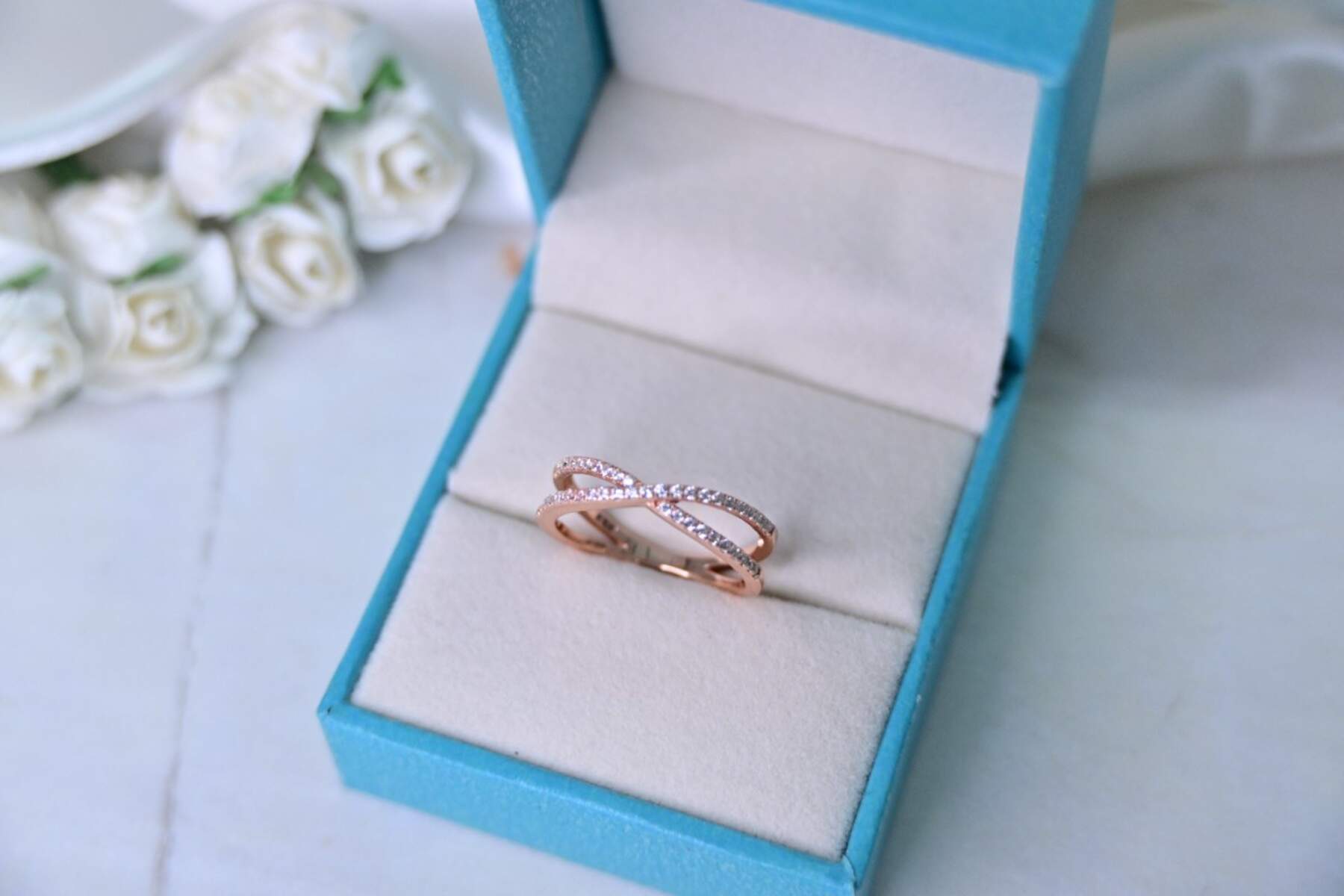 Dual Line CZ Rose Gold Ring