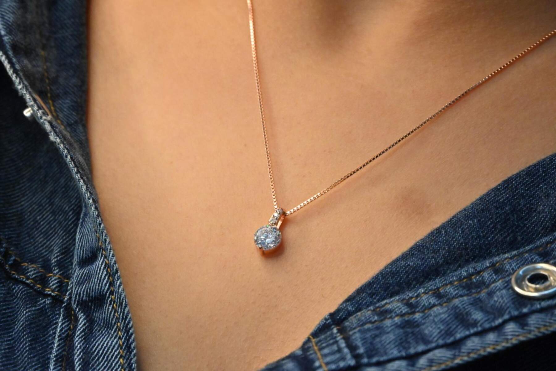 Single Diamond Rose Gold Chain