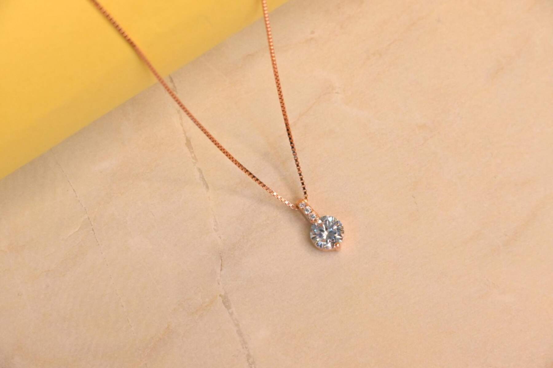 Single Diamond Rose Gold Chain