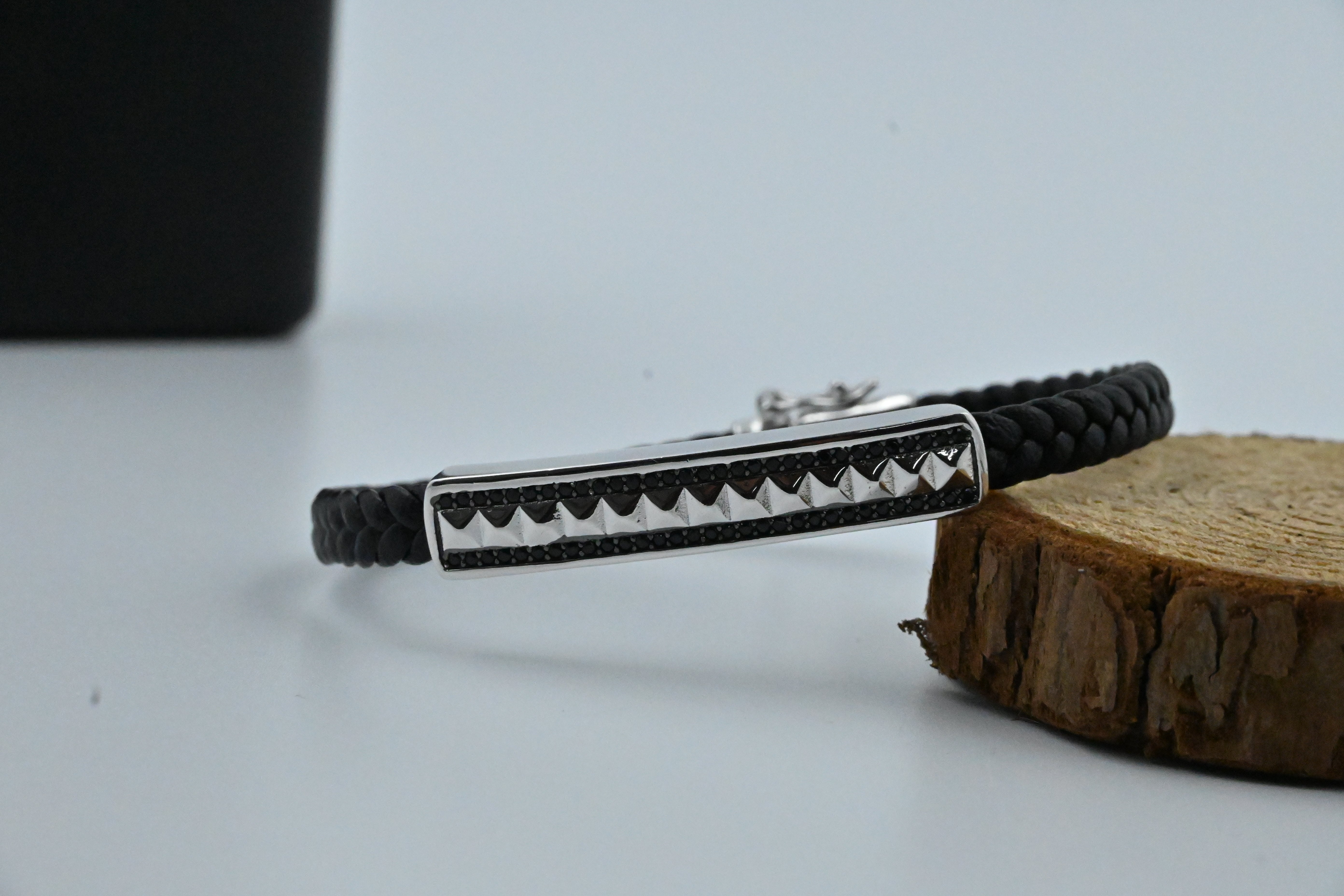 Leather Belt Silver Bracelet for Men