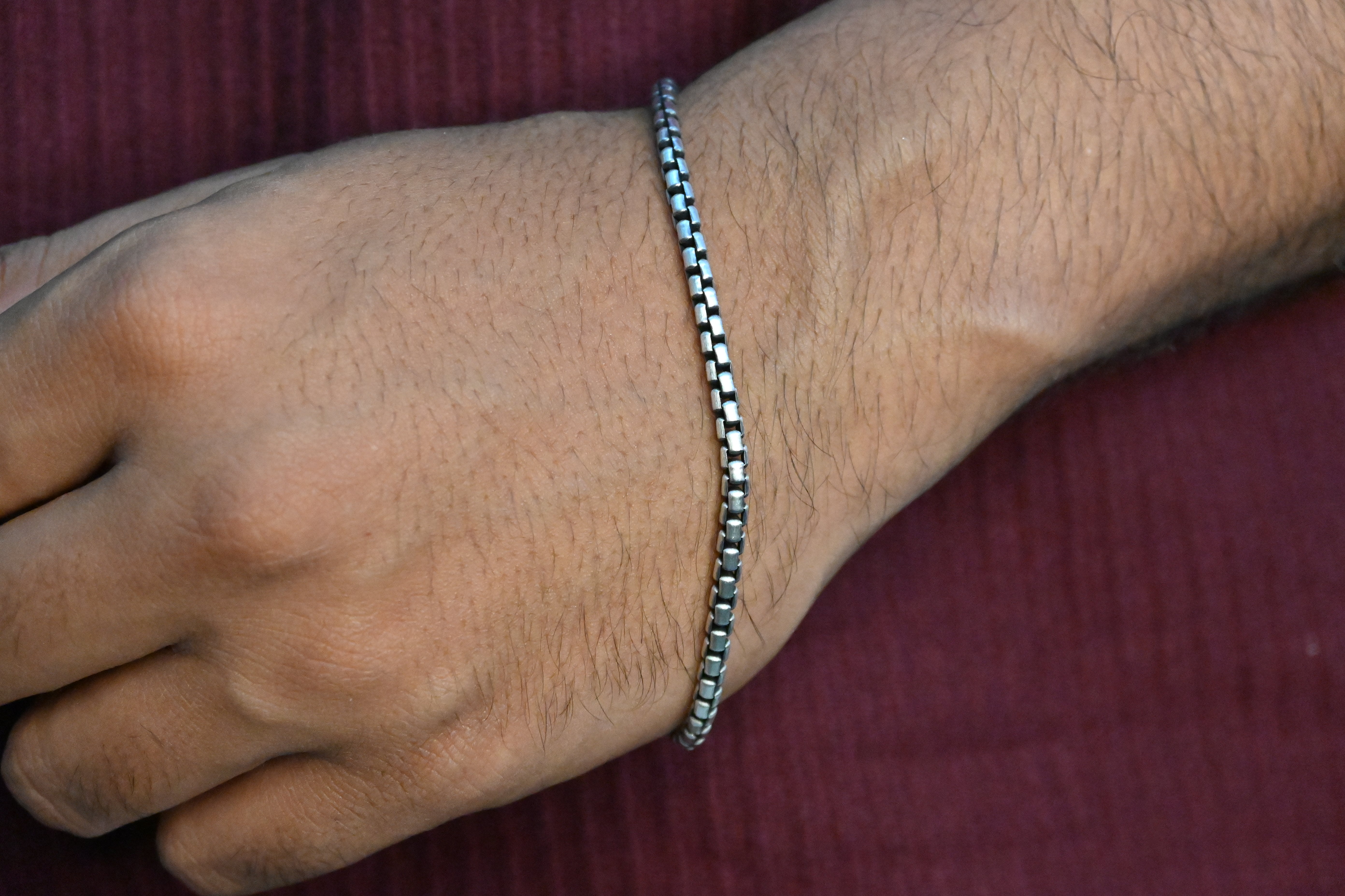 Sleek Silver Mens Bracelet